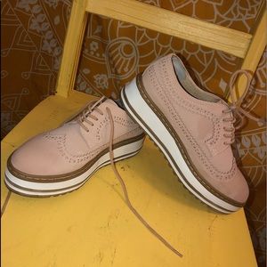 Light Pink Suede Platform Sneakers